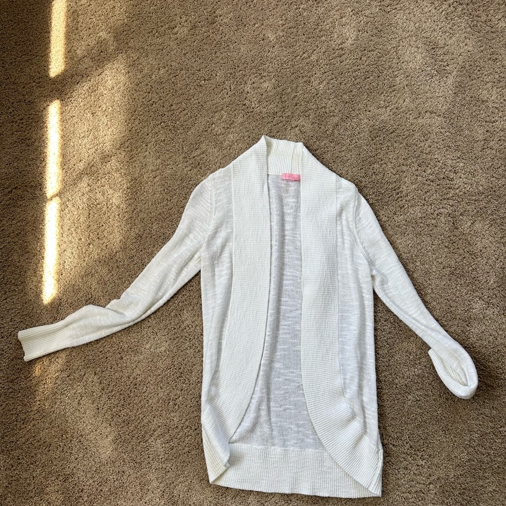 Lilly Pulitzer White Cardigan Sweater Open Front